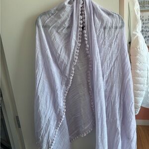 Matta Light Purple Scarf with Pom-Pom Trim